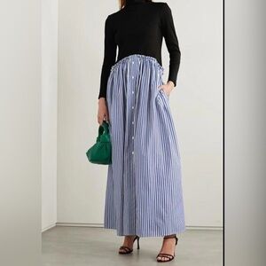 ROSIE ASSOULIN Ribs and Flows Navy White Maxi Dress Size Small NWT